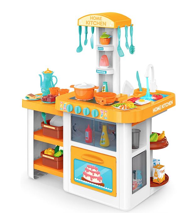Детская кухня с водой 82 см, 55 предметов оранж 889-64