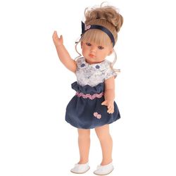 Коллекционная кукла Белла одета в бело-синее платье, Antonio Juan 45см 2809B