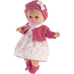Реалистичная кукла младенец Кристиана озвученная, одежда в малиновом цвете 30см 1338R