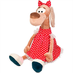 Мягкая игрушка Собачка Мила в платье в горошек 23 см MT-111606-23