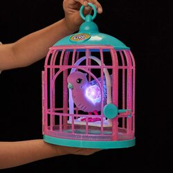 Интерактивная поющая птичка в клетке - домике, со светящимися крылышками Радужный Свет Little Live Pets 26404
