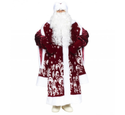 Новогодний костюм Дед Мороз "Боярский" (ДЖБ-1 Бордовый, красный)