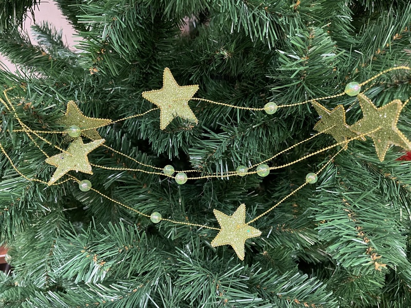 Новогоднее украшение на елку блестящие звезды 1,6 м Е70622 салатовый