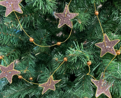 Новогоднее украшение на елку блестящие звезды 1,6 м Е70622 коричневый