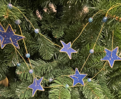 Новогоднее украшение на елку блестящие звезды 1,6 м Е70622 синий
