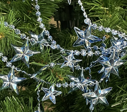 Новогоднее украшение на елку бусы звезда 2,5 метра Н61441 голубой