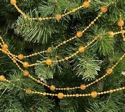 Новогоднее украшение на елку бусы шар многогранник радужный 5 метров Н61429 оранжевый