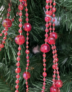 Новогоднее украшение на елку бусы шар многогранник радужный 5 метров Н61429 брусничный