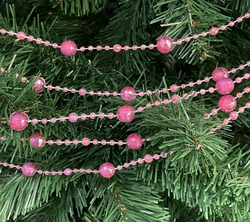 Новогоднее украшение на елку бусы шар многогранник радужный 5 метров Н61429 розовый