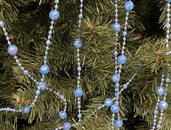 Новогоднее украшение на елку бусы шар многогранник радужный 5 метров Н61429 бирюзовый